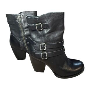 Kork-Ease‎ Leather Heel Triple Buckle Moto Biker Boots Western Revival Women 7